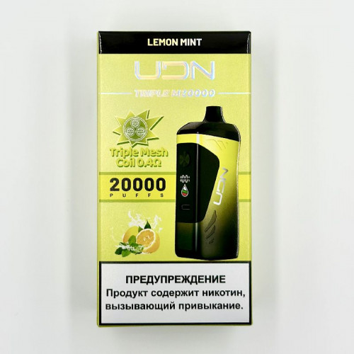 Электронная сигарета UDN TRIPLE M 20000 затяжек - Lemon Mint (Лимон Мята)